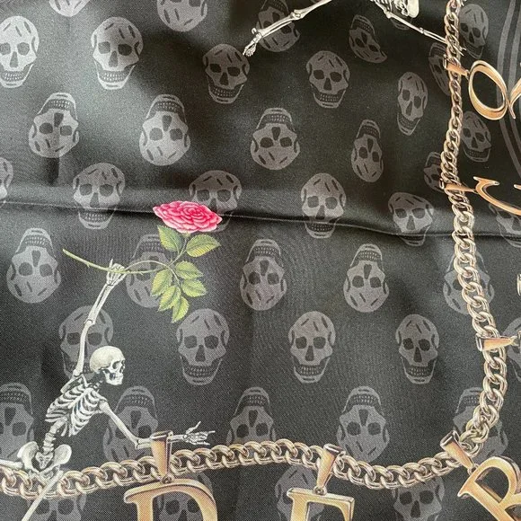 Black Silk Flower Biker Scarf from ALEXANDER MCQUEEN